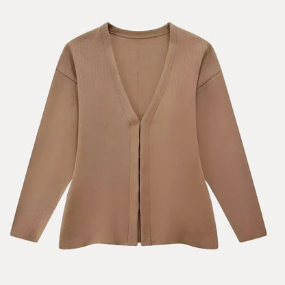 Cozy Open Front V Neck Sweater Cardigan - EasyApparels