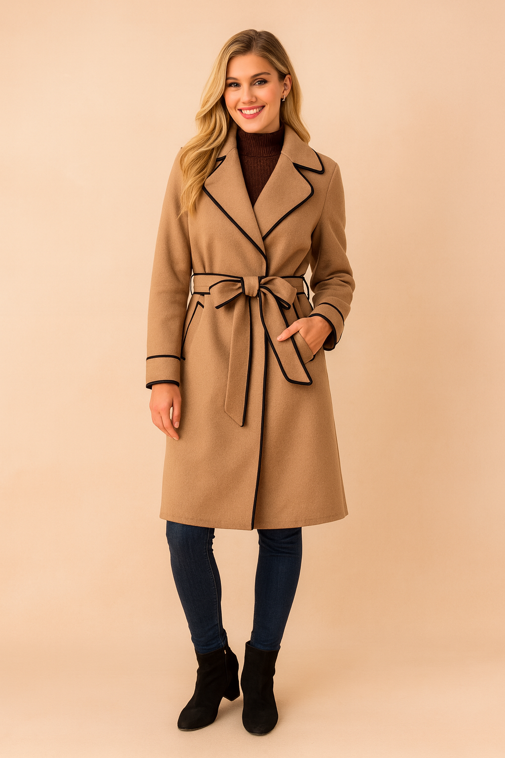 Classic Waterproof Coat with Contrast Details