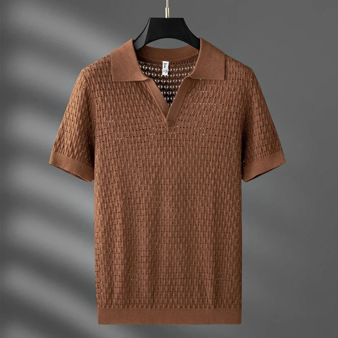 Breathable Mesh Pattern Polo Shirt