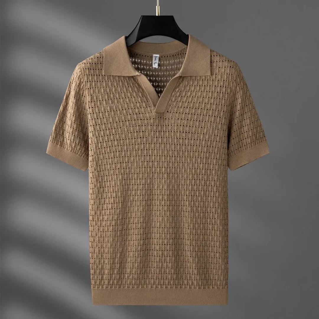 Breathable Mesh Pattern Polo Shirt