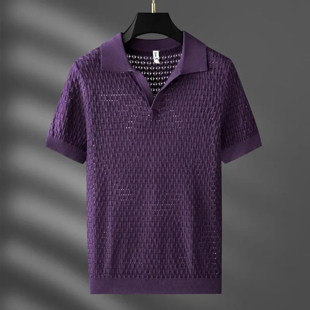 Breathable Mesh Pattern Polo Shirt - EasyApparels