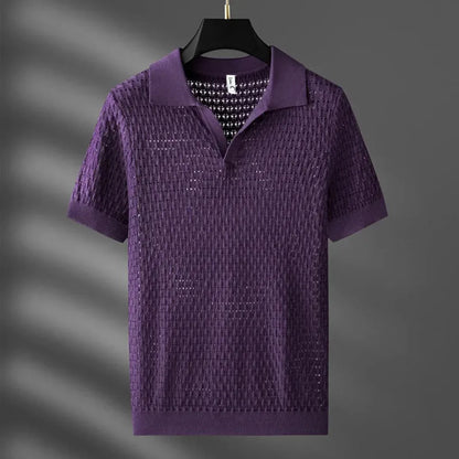 Breathable Mesh Pattern Polo Shirt - EasyApparels