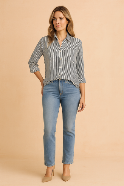 Relaxed Fit Stripe Button Down Shirt
