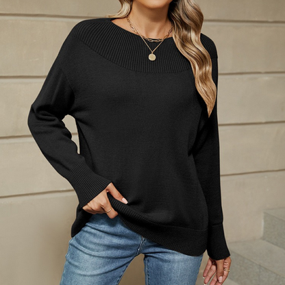 Relaxed Fit Women's Knit Sweatshirt Long Sleeve Top - EasyApparels