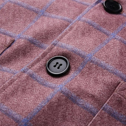 Classic Plaid Double Breasted Men's Blazer Jacket