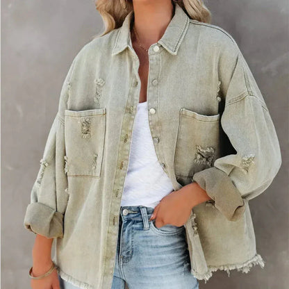 Ripped Vintage Blue Jean Jacket