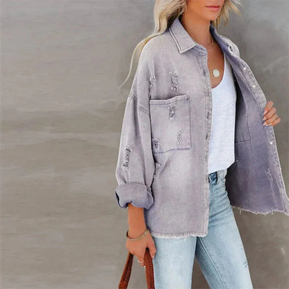 Ripped Vintage Blue Jean Jacket