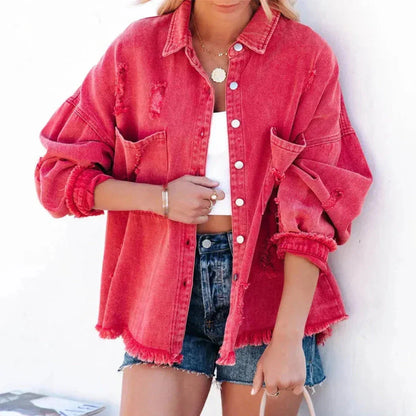 Ripped Vintage Blue Jean Jacket
