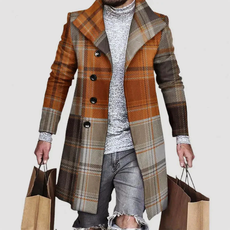 Classic Plaid Wool Overcoat - EasyApparels