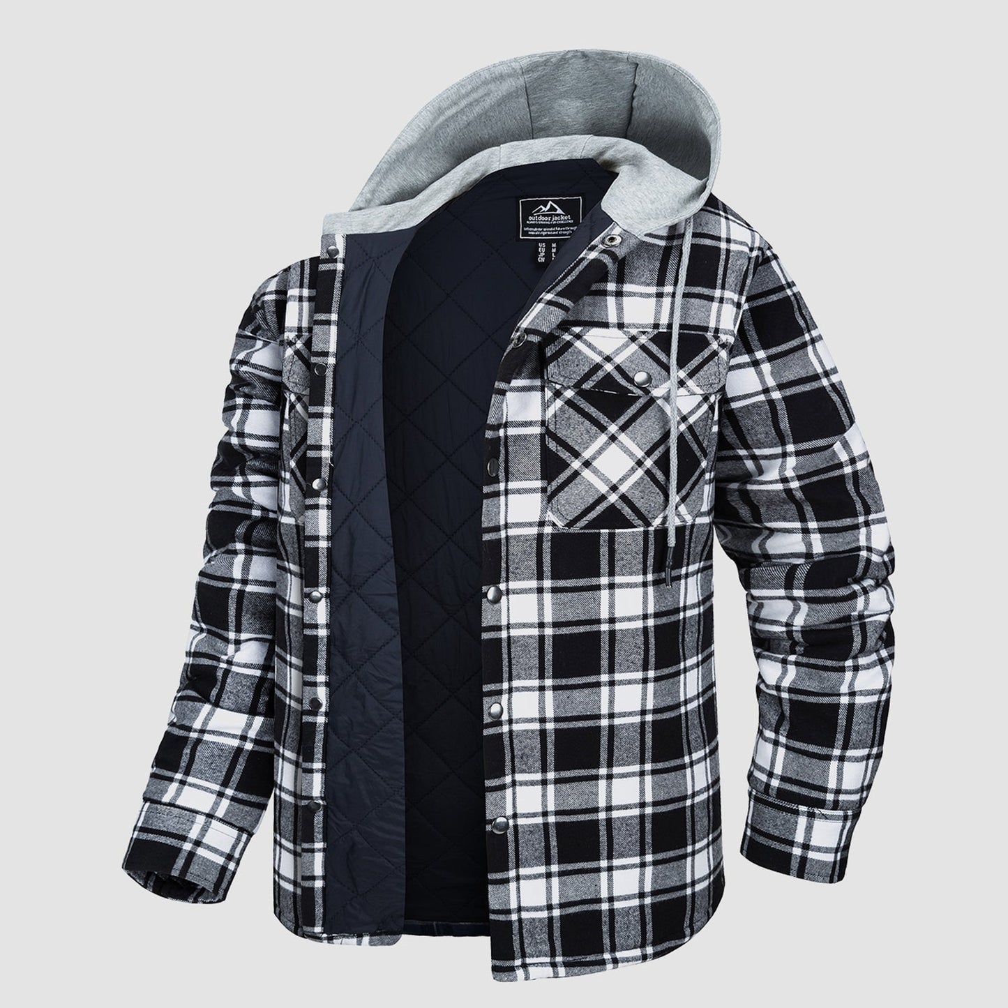 Cozy Hooded Plaid Jacket for Men