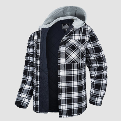 Cozy Hooded Plaid Jacket for Men