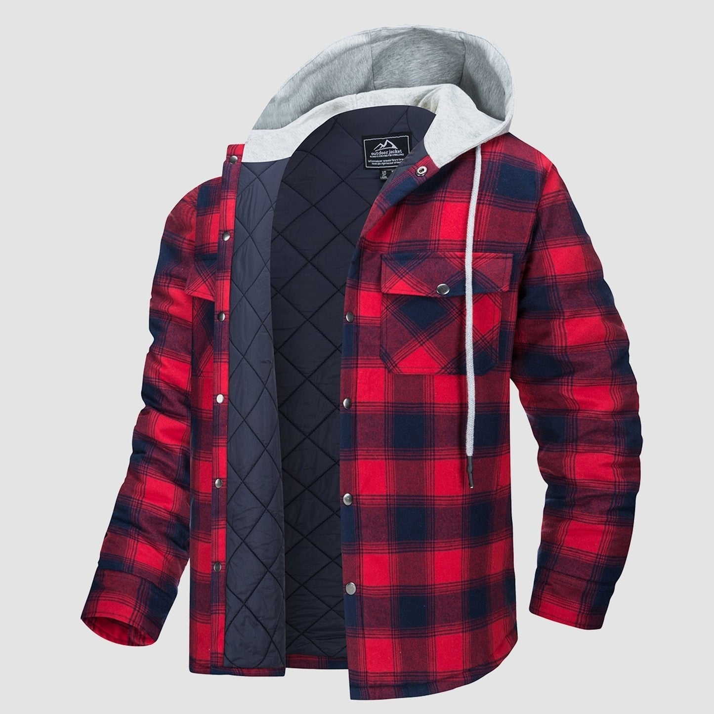 Cozy Hooded Plaid Jacket for Men