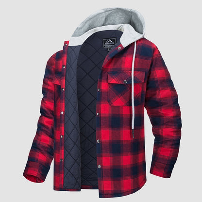 Cozy Hooded Plaid Jacket for Men