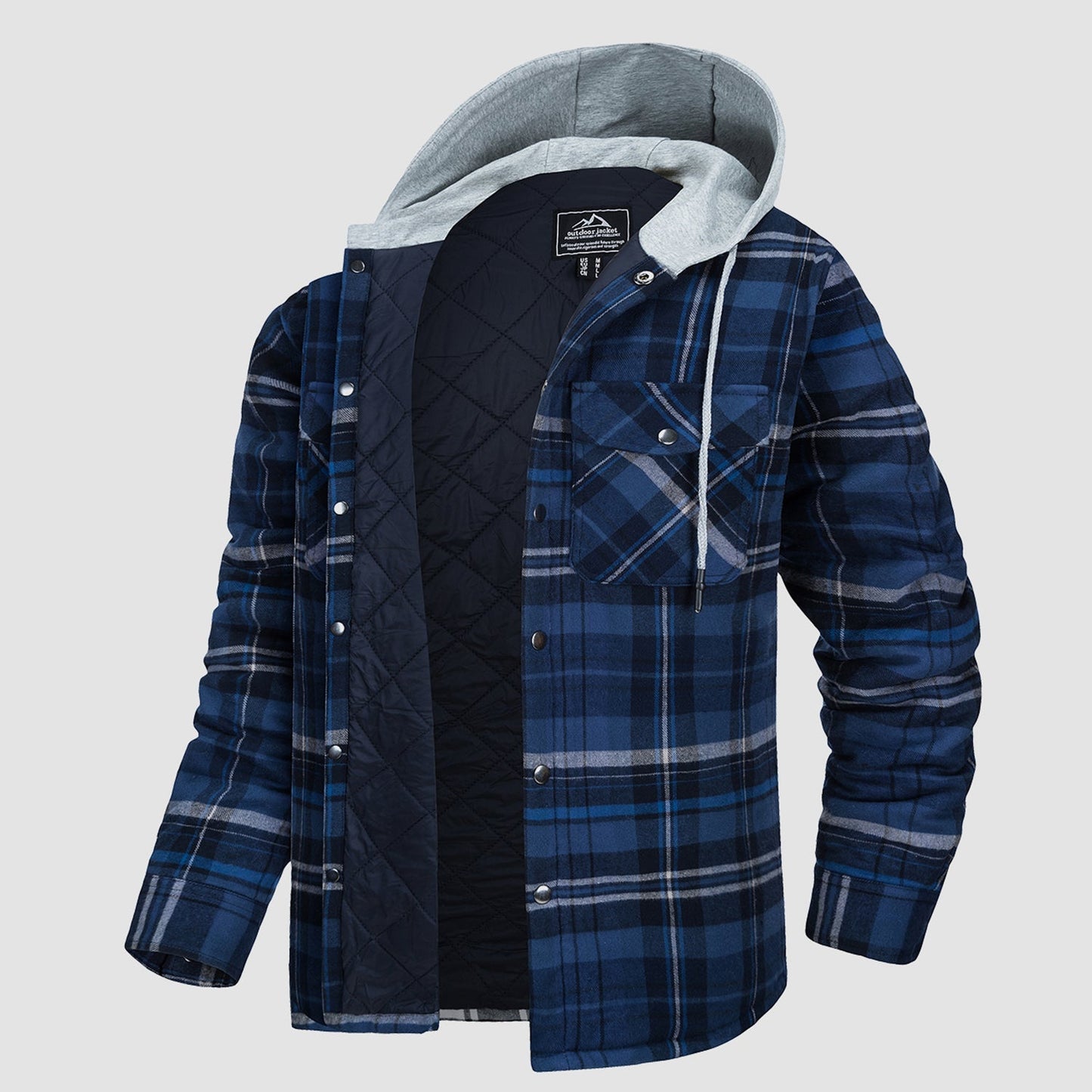Cozy Hooded Plaid Jacket for Men - EasyApparels