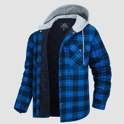 Cozy Hooded Plaid Jacket for Men