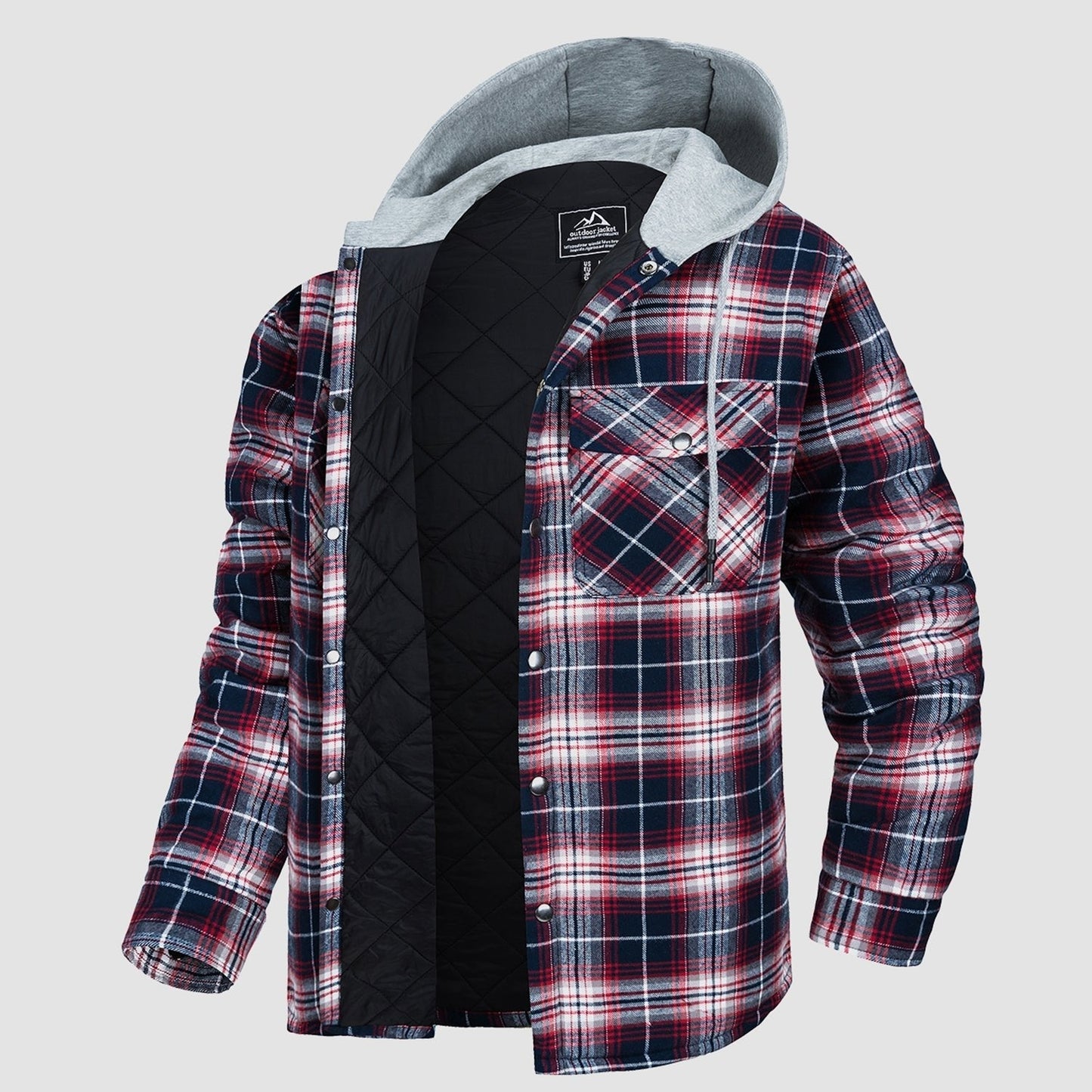 Cozy Hooded Plaid Jacket for Men
