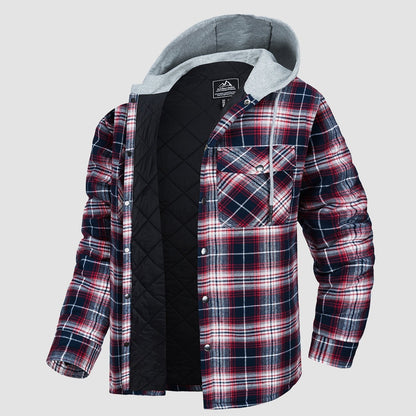 Cozy Hooded Plaid Jacket for Men