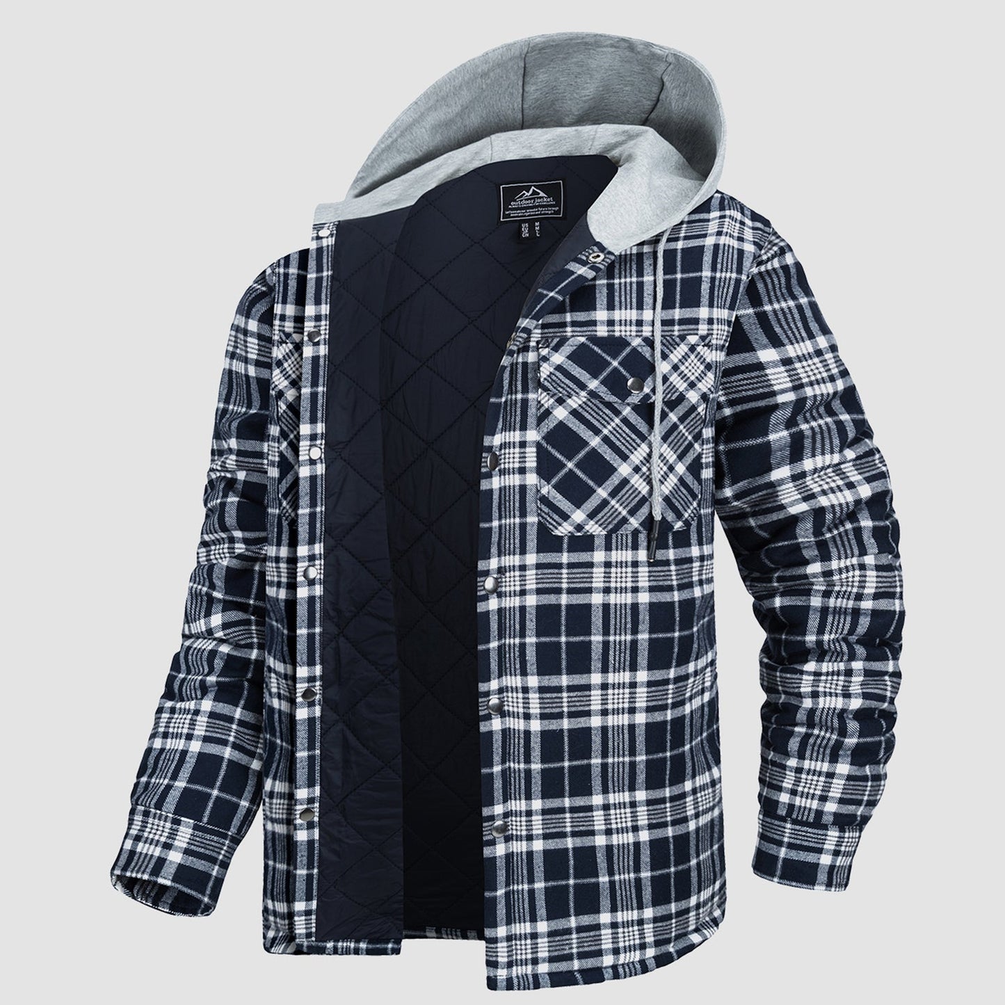 Cozy Hooded Plaid Jacket for Men
