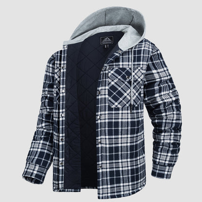 Cozy Hooded Plaid Jacket for Men