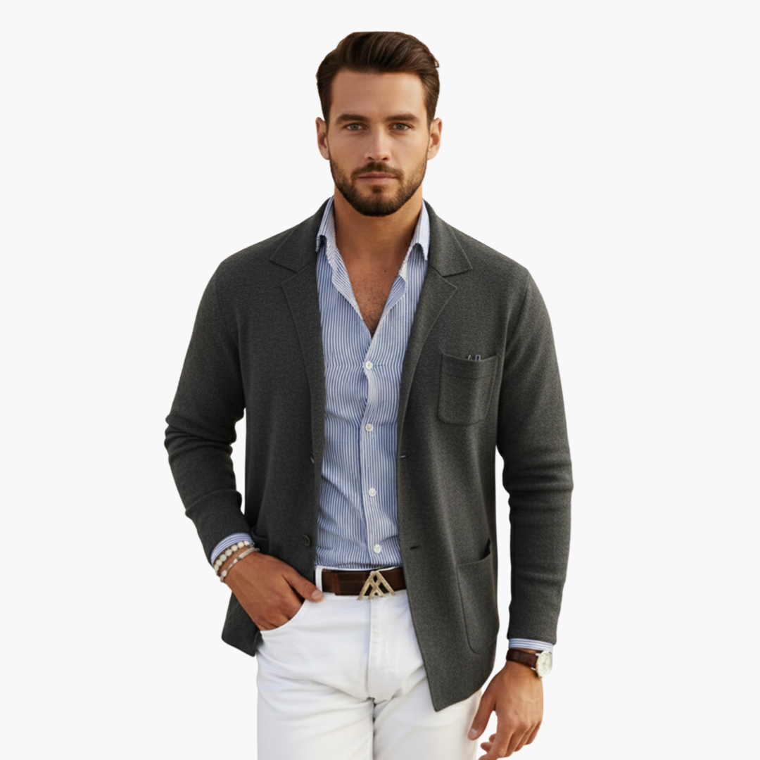Classic Fit Mens Suit Jacket with Multiple Pockets