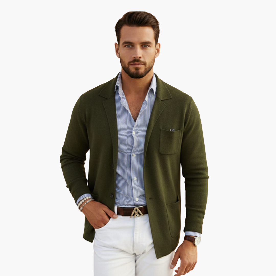 Classic Fit Mens Suit Jacket with Multiple Pockets
