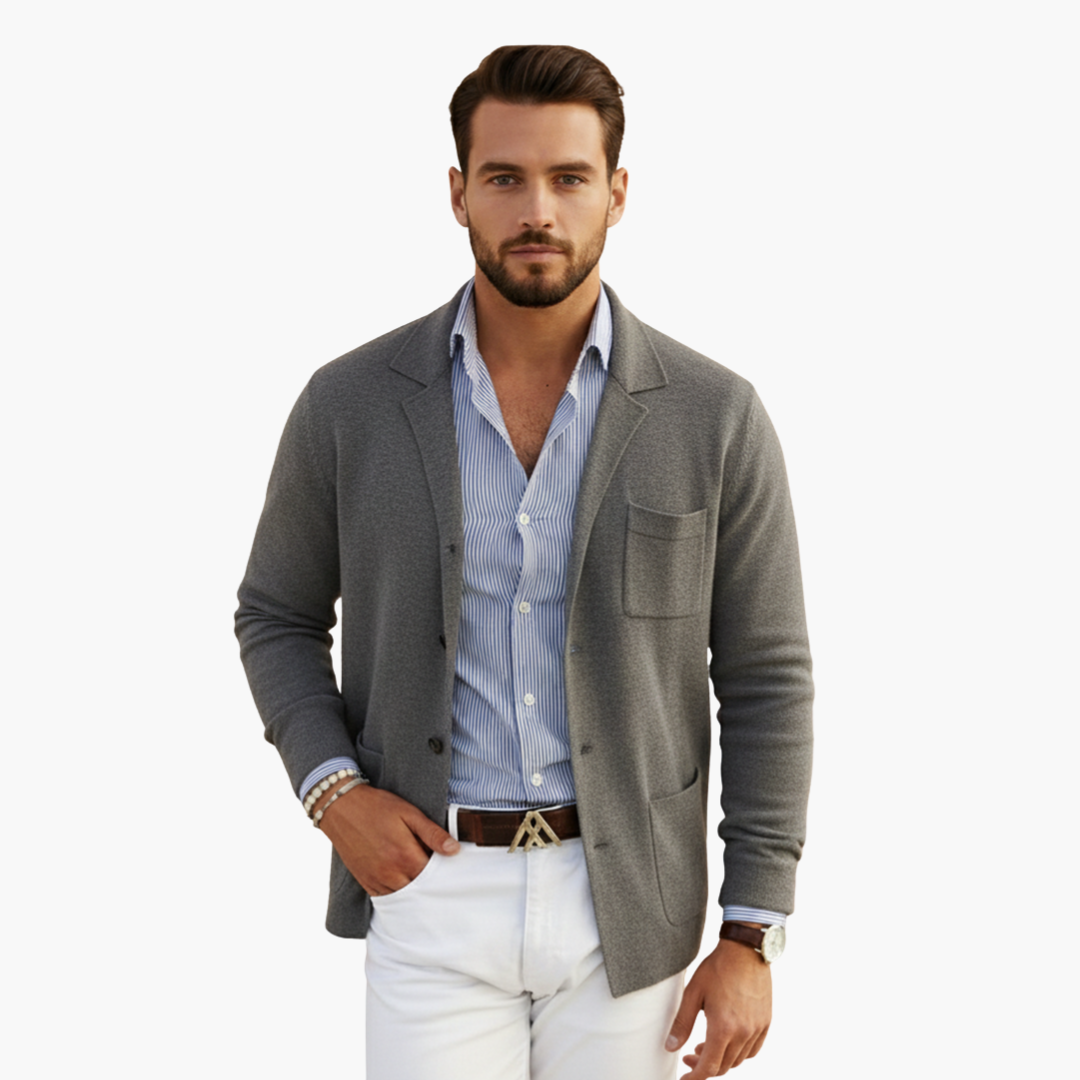 Classic Fit Mens Suit Jacket with Multiple Pockets