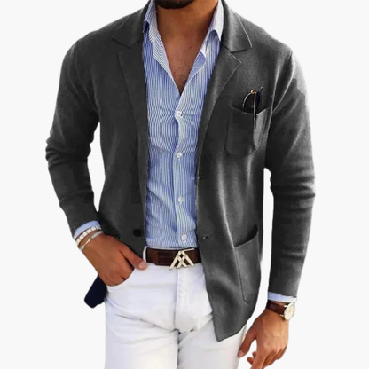 Classic Fit Mens Suit Jacket with Multiple Pockets