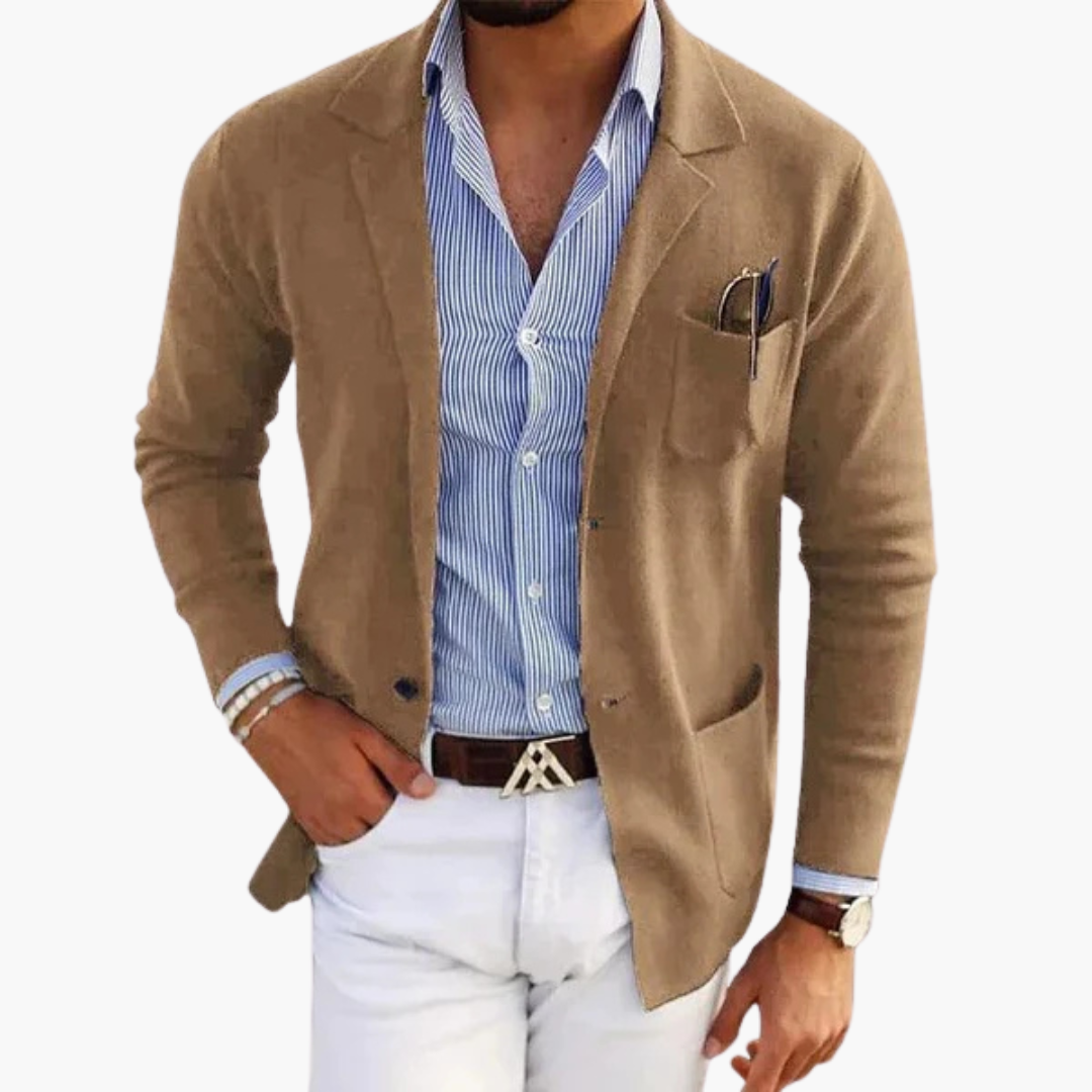 Classic Fit Mens Suit Jacket with Multiple Pockets