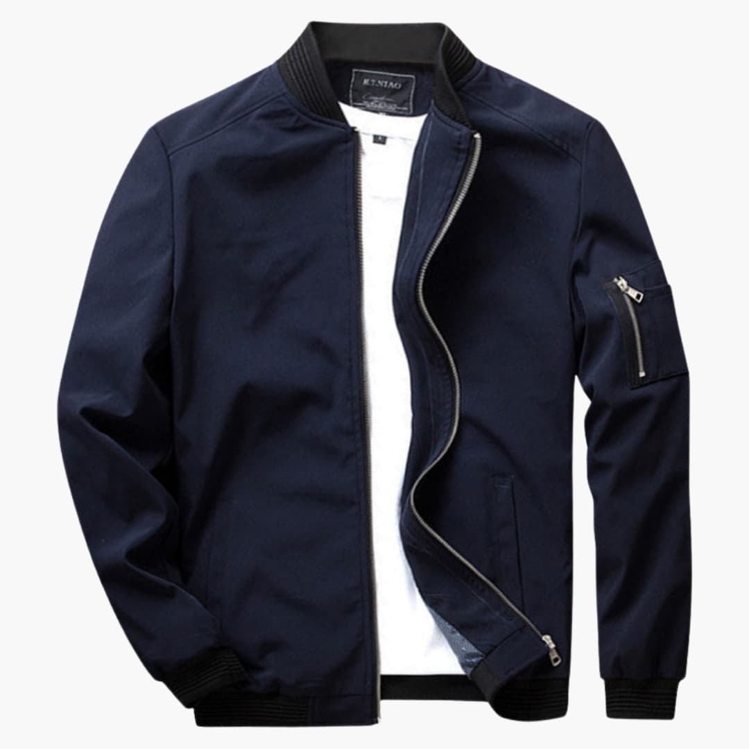 Classic Mens Jacket with Ribbed Trim and Handy Pockets