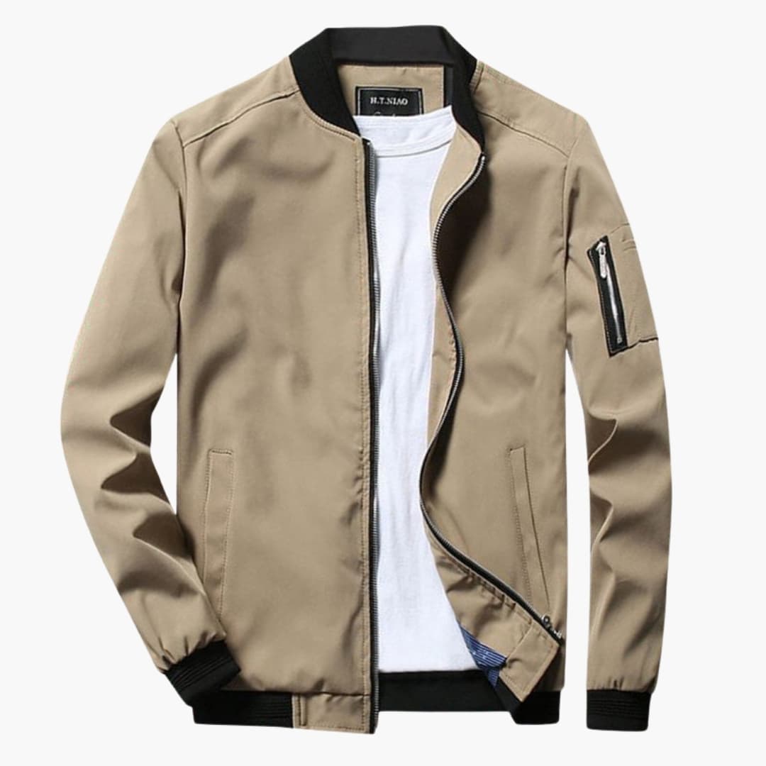 Classic Mens Jacket with Ribbed Trim and Handy Pockets