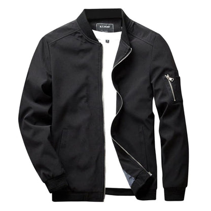 Men's Zip Up Bomber Jacket with Ribbed Cuffs