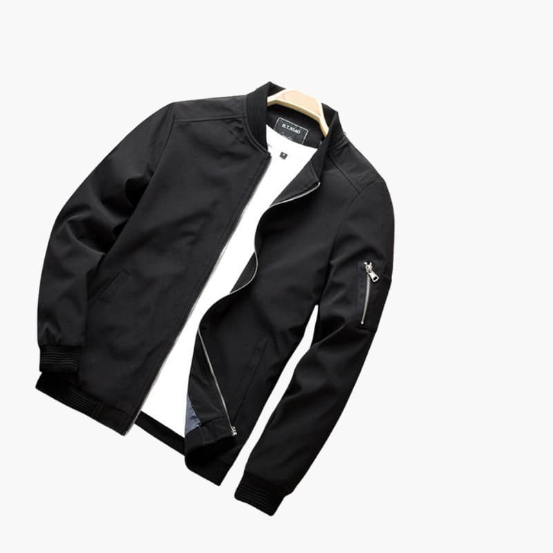 Men's Zip Up Bomber Jacket with Ribbed Cuffs