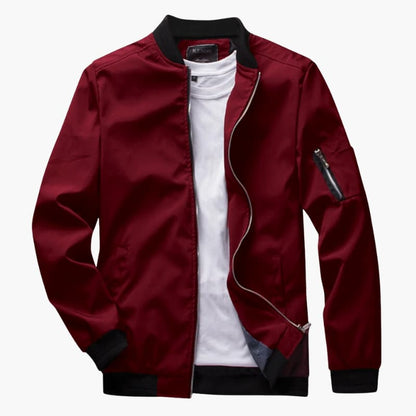 Men's Zip Up Bomber Jacket with Ribbed Cuffs