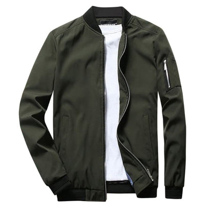 Men's Zip Up Bomber Jacket with Ribbed Cuffs