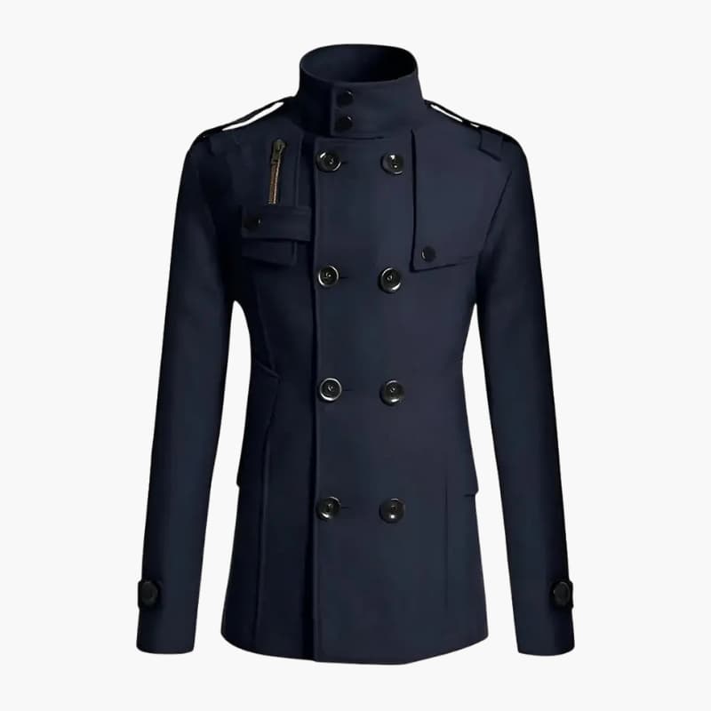 Classic Mens Pea Coat with Epaulets