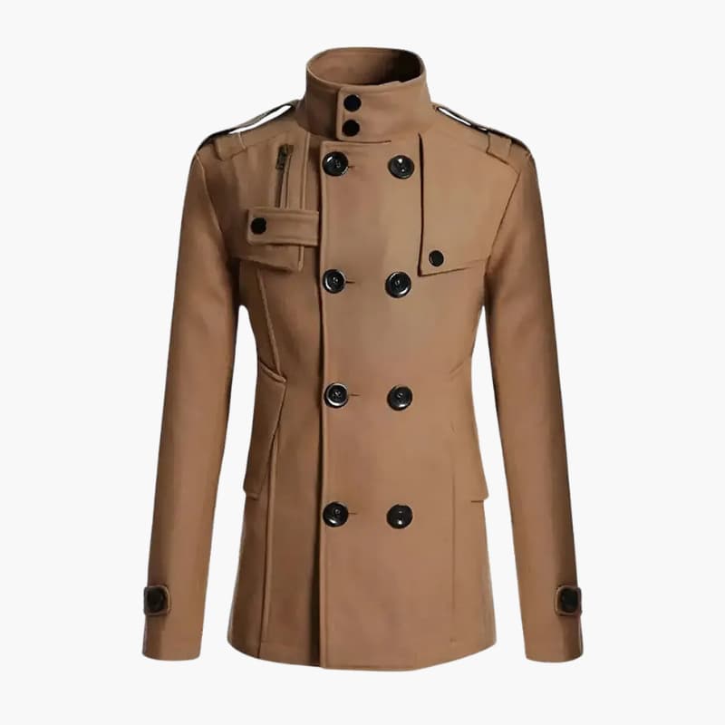 Classic Mens Pea Coat with Epaulets