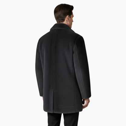 Luxury Fake Fur Overcoat with Classic Collar and Button Closure