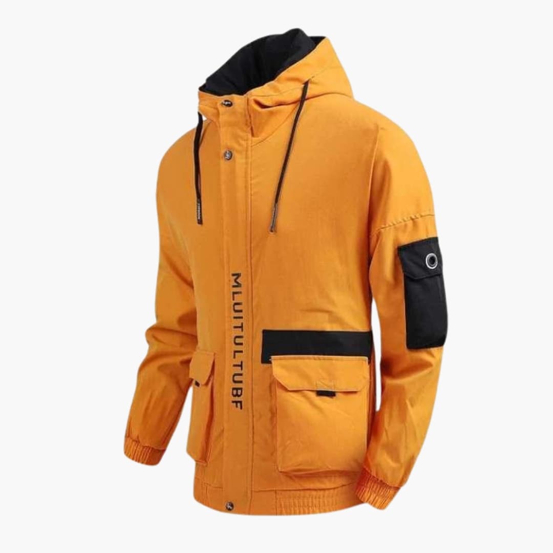 Waterproof Hooded Coat with Zip Pockets for Men