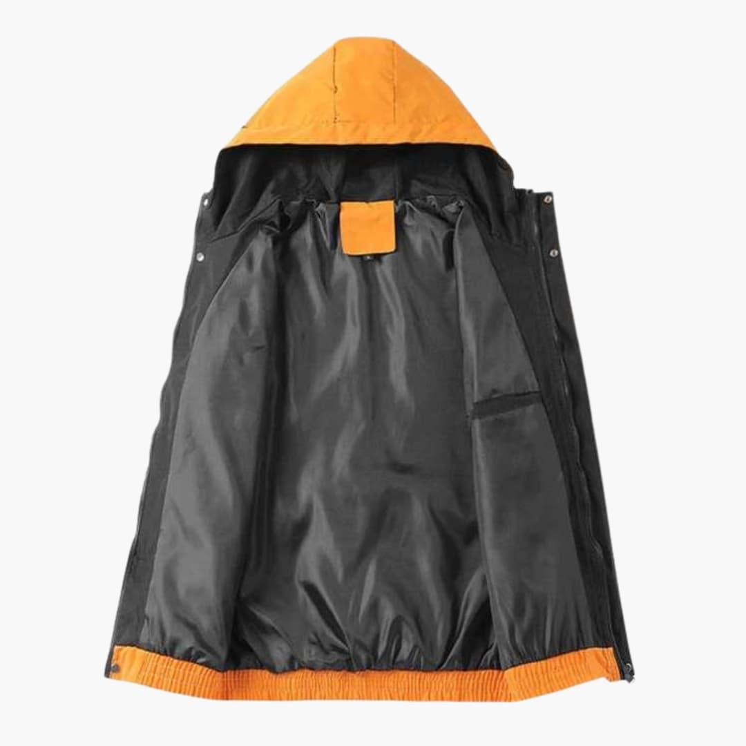 Waterproof Hooded Coat with Zip Pockets for Men