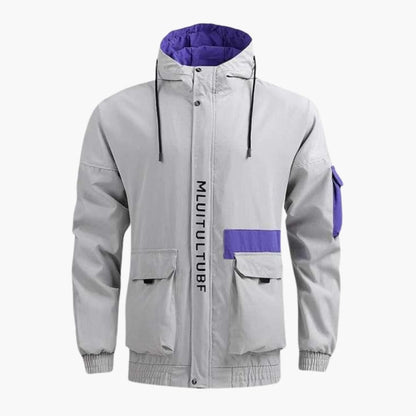 Waterproof Hooded Coat with Zip Pockets for Men