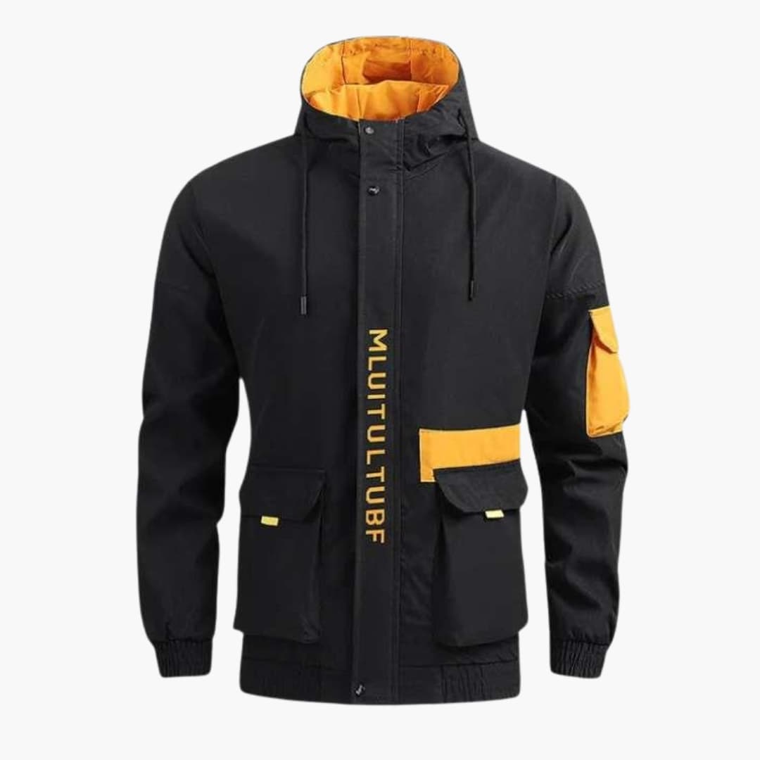 Waterproof Hooded Coat with Zip Pockets for Men
