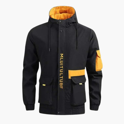 Waterproof Hooded Coat with Zip Pockets for Men