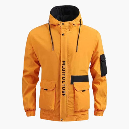 Waterproof Hooded Coat with Zip Pockets for Men