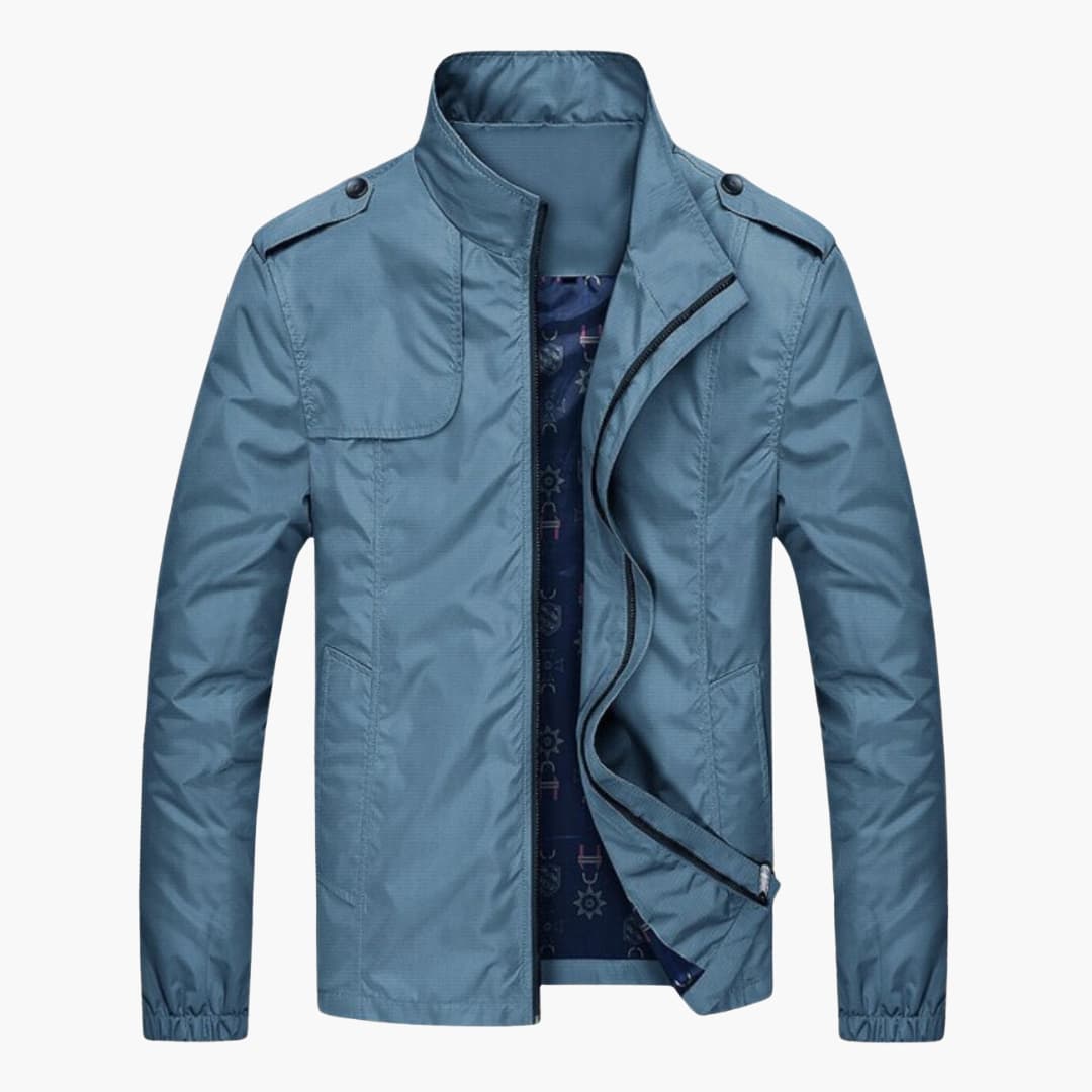 Waterproof Men's Zip Up Jacket with Stand Collar