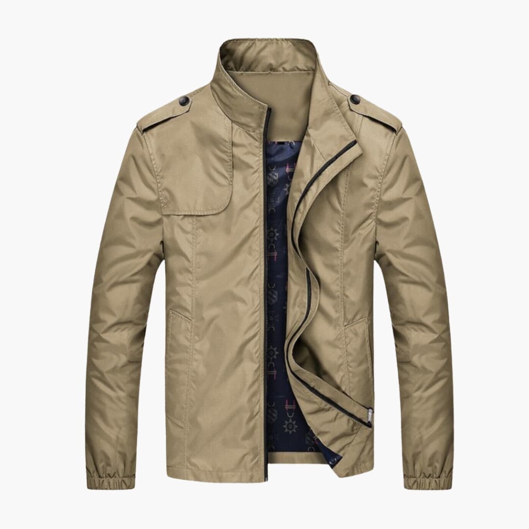 Waterproof Men's Zip Up Jacket with Stand Collar