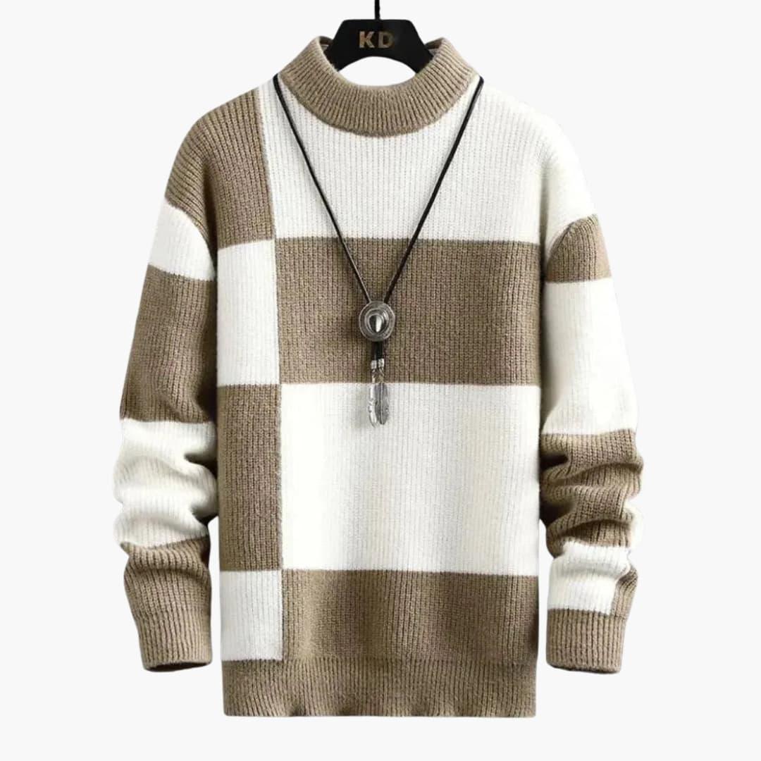 Classic Crew Neck Geometric Knit Sweater