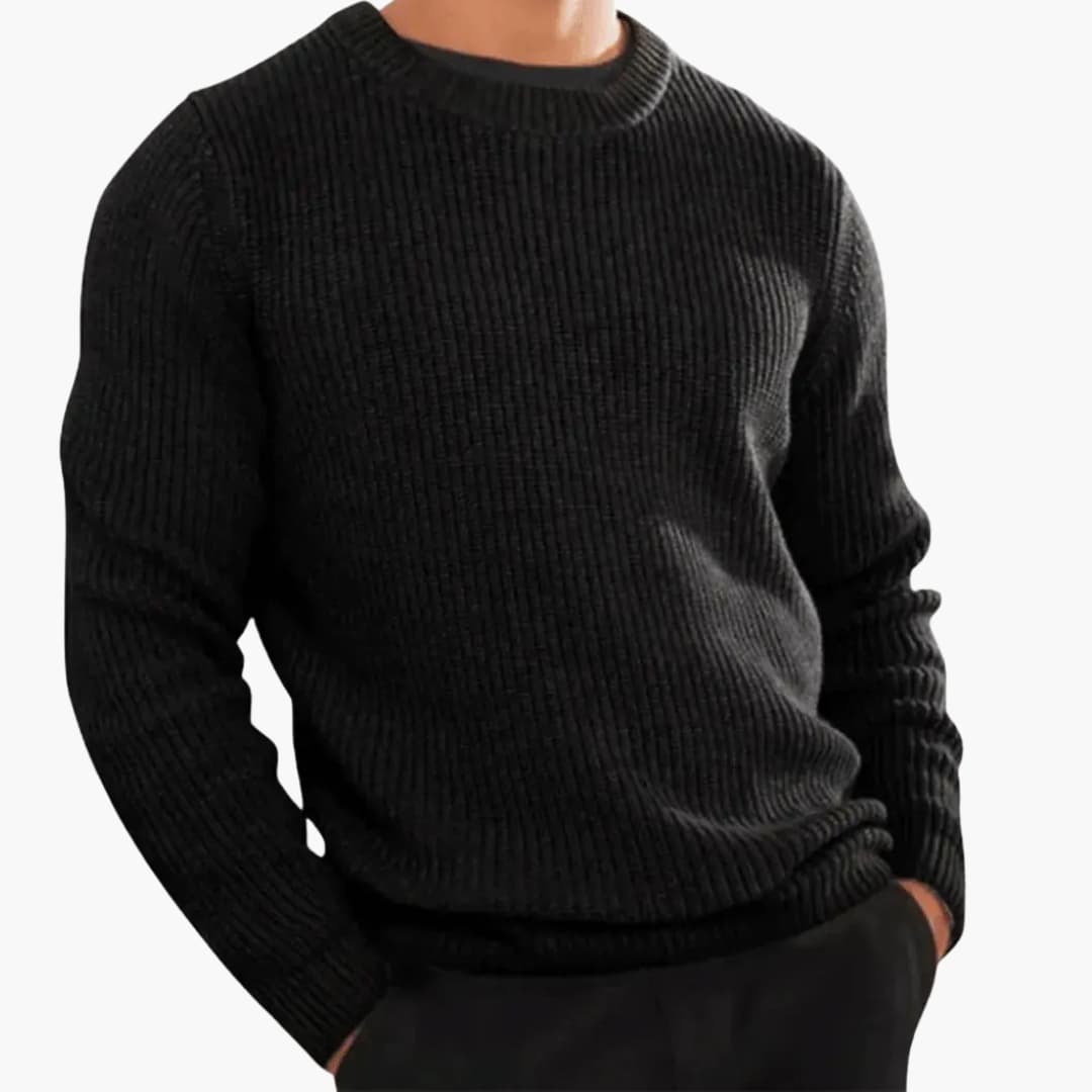 Soft Textured Men's Crew Neck Sweater