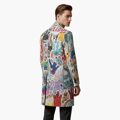 Men's Oversized Graphic Zip Coat