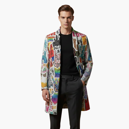 Men's Oversized Graphic Zip Coat