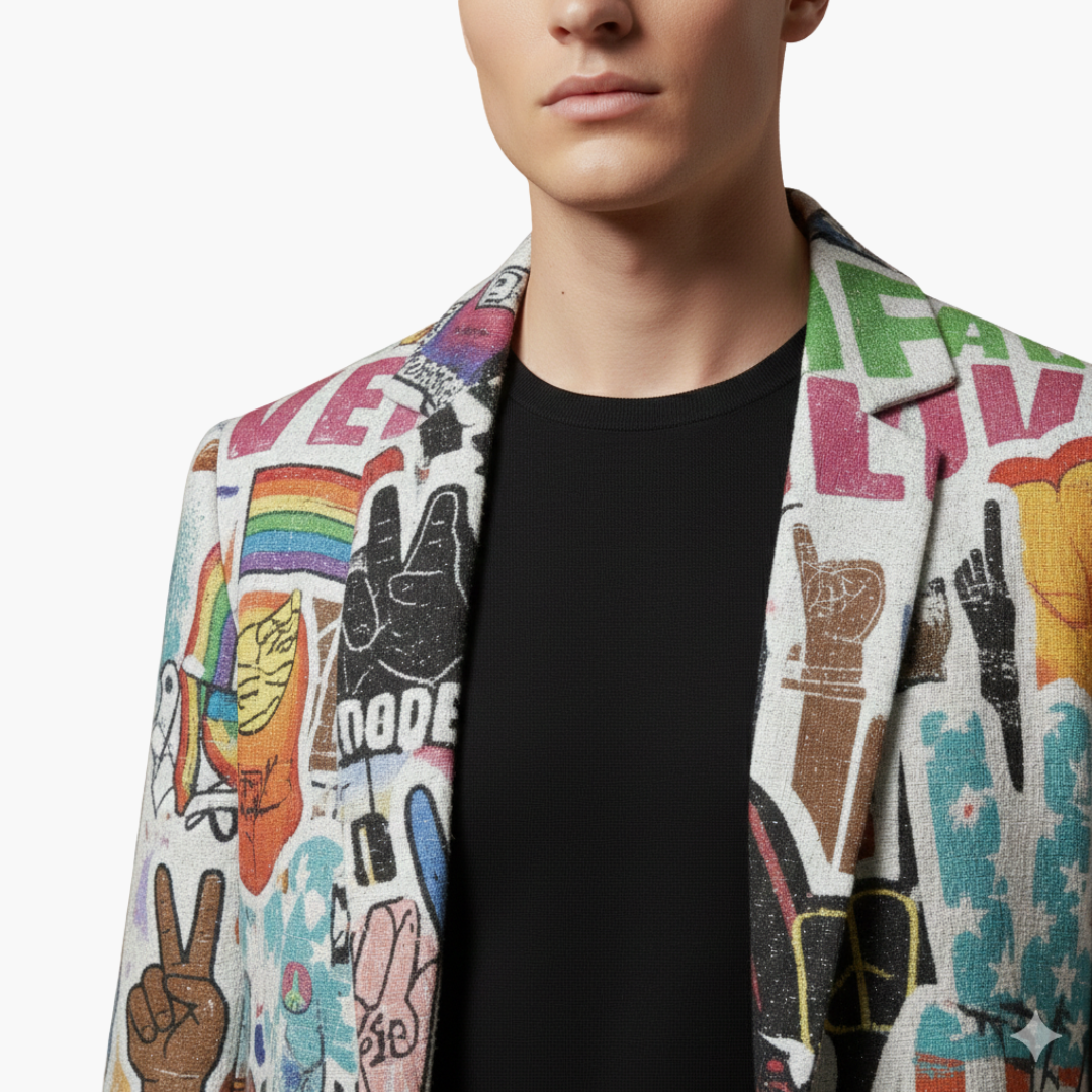 Men's Oversized Graphic Zip Coat